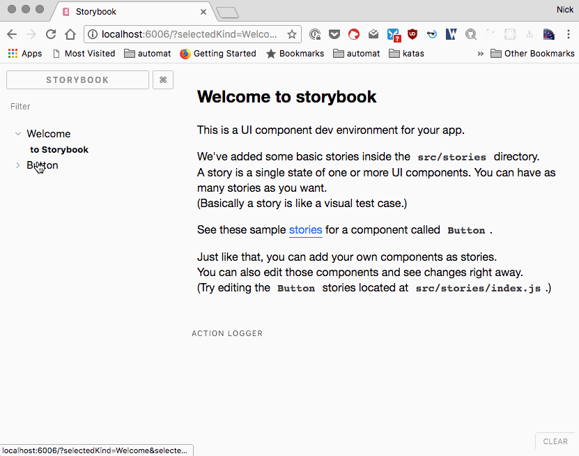 Screenshot of Storybook in action