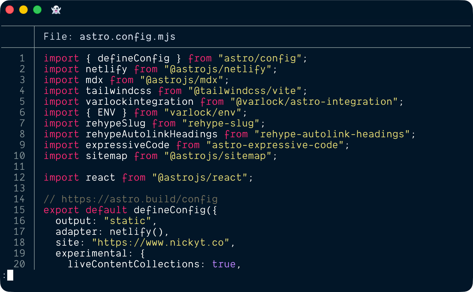 bat outputting an Astro configuration file